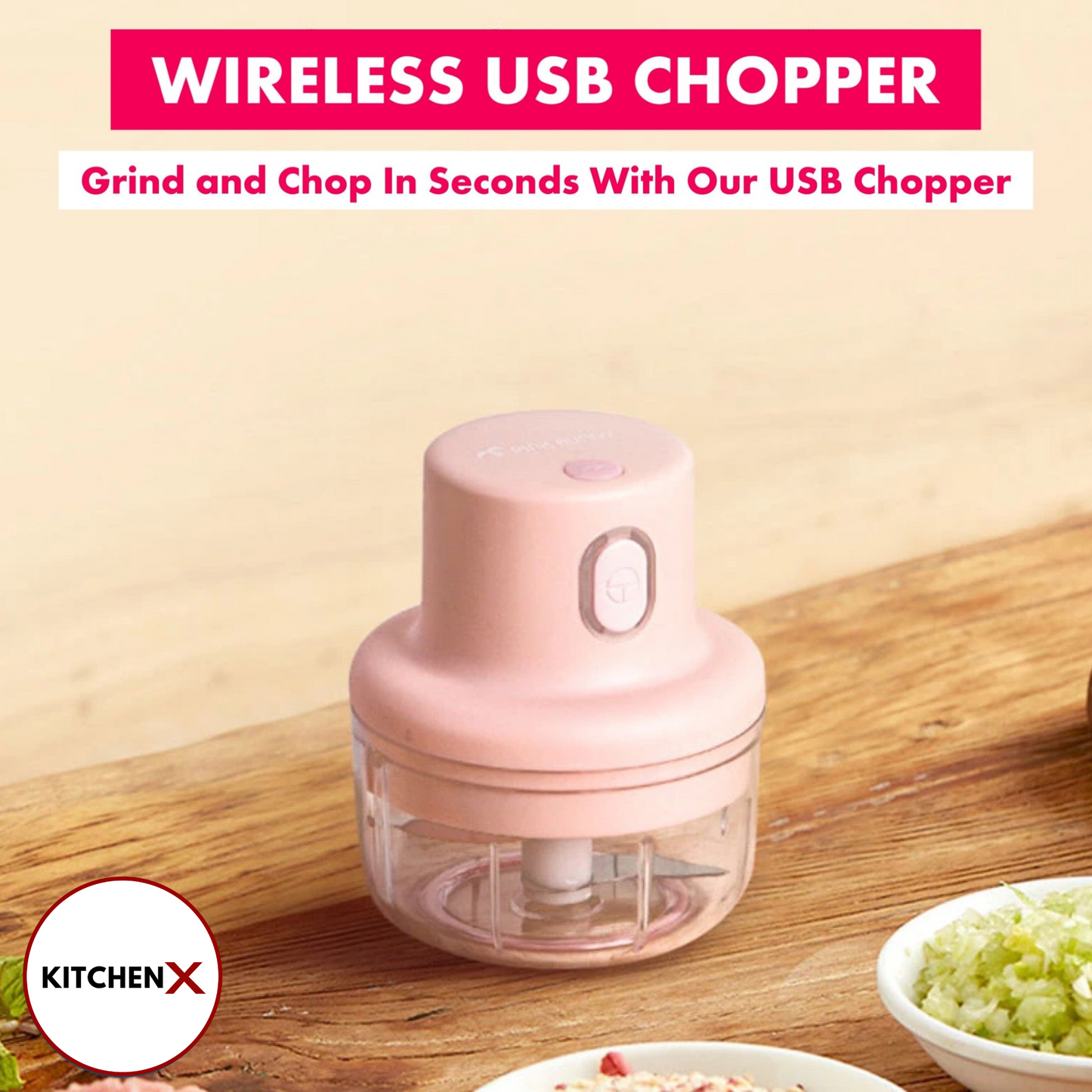 Rechargeable Electric Double Bowl Food Chopper (100 & 250ML)